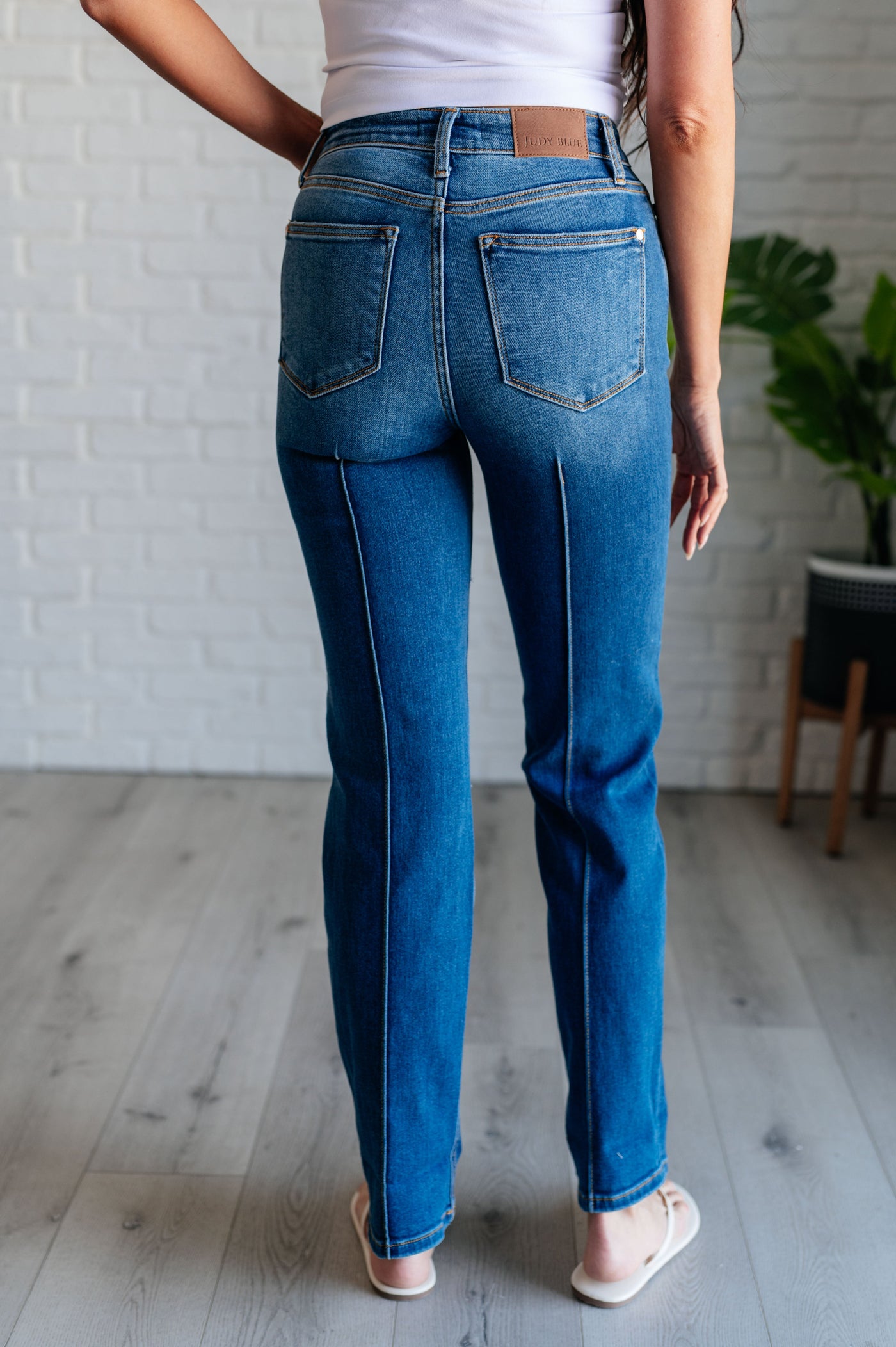 Campbell High Rise Center Seam Detail Straight Jeans Southern Soul Collectives