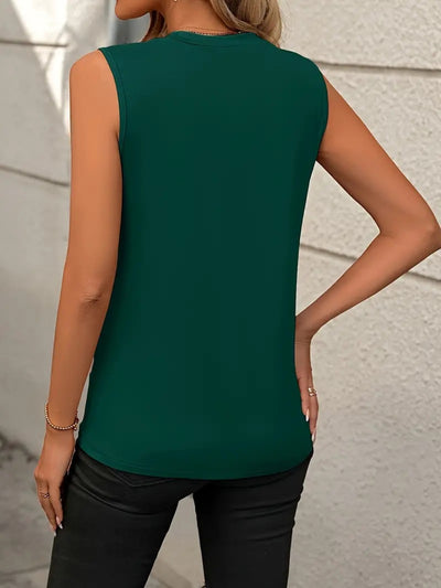 Round Neck Sleeveless Asymmetrical Detail Tank Top in Multiple Colors Southern Soul Collectives