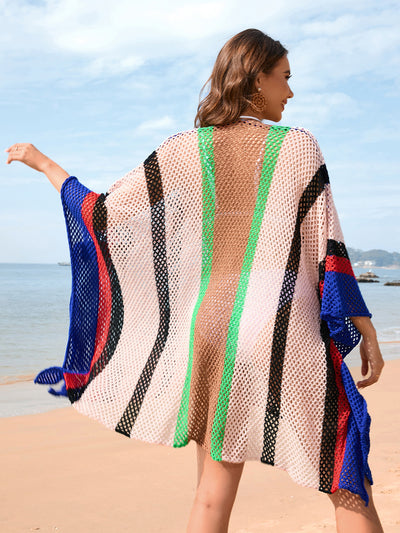 Openwork Color Block Plunge Cover-Up Southern Soul Collectives