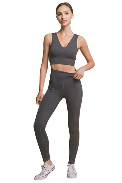 High Waist Leggings with Side Pockets in Dark Grey Southern Soul Collectives