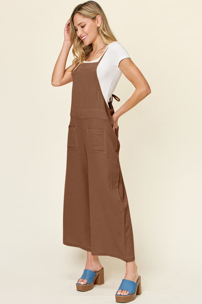 Textured Sleeveless Open Back Wide Leg Overalls in Multiple Colors Southern Soul Collectives