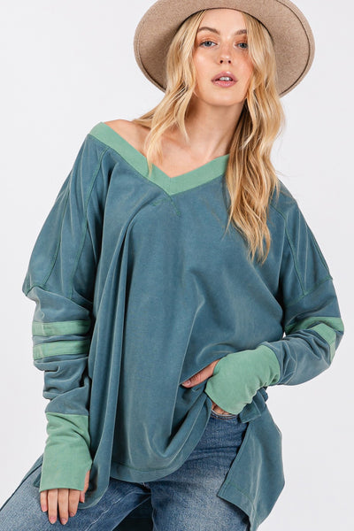 SAGE + FIG Mineral Wash Side Slit Contrast Top Southern Soul Collectives