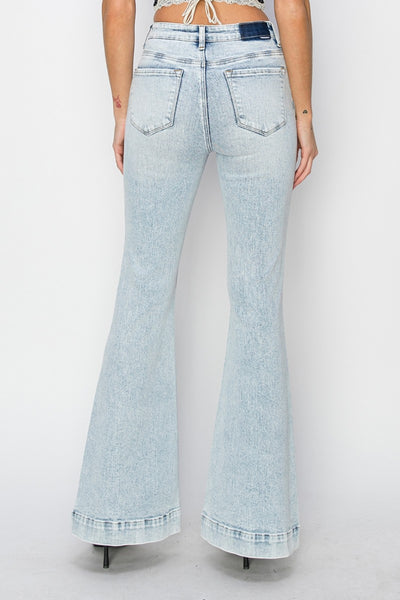 Risen High Rise Front Patch Pocket Flare Jeans Southern Soul Collectives