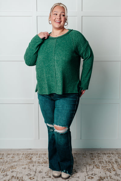 Simple Silhouette Brushed Hacci Sweater in Dark Green Southern Soul Collectives