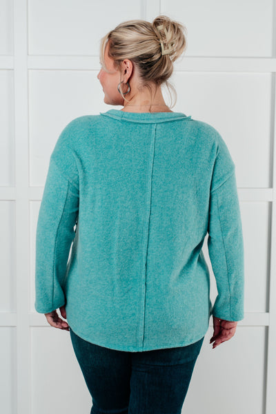 Simple Silhouette Brushed Hacci Sweater in Dusty Teal Southern Soul Collectives