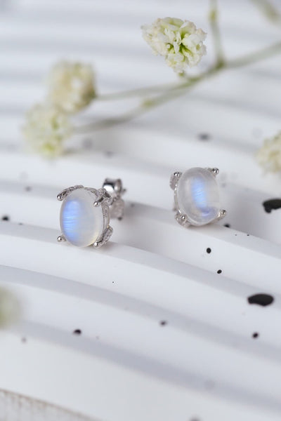 High Quality Natural Moonstone 925 Sterling Silver Stud Earrings Southern Soul Collectives