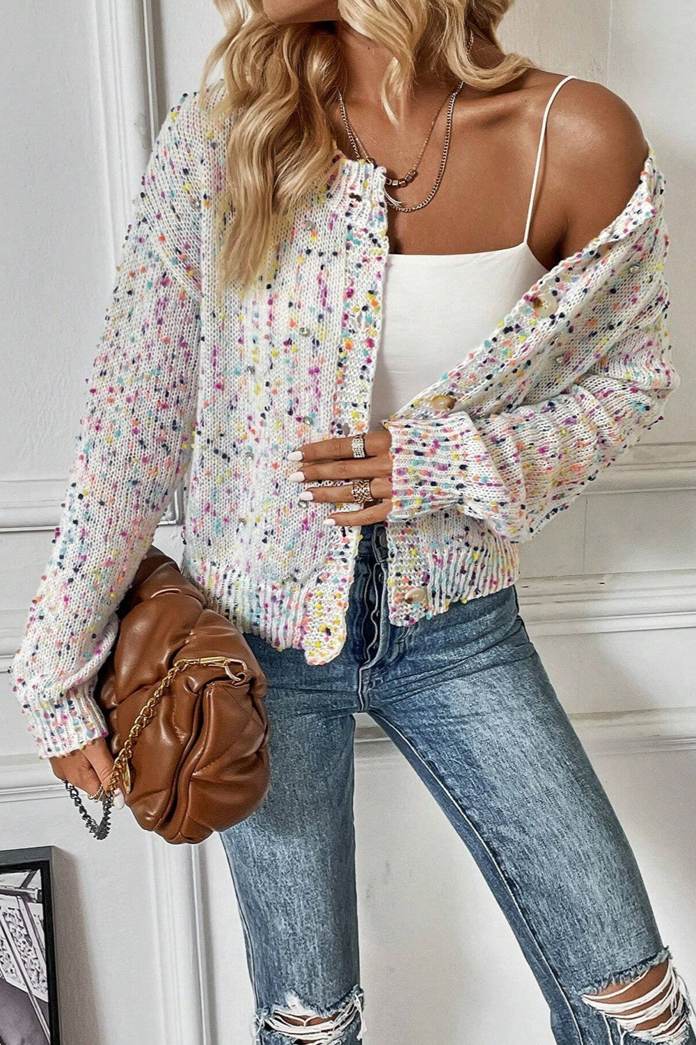 Confetti Button Up Long Sleeve Cardigan Southern Soul Collectives