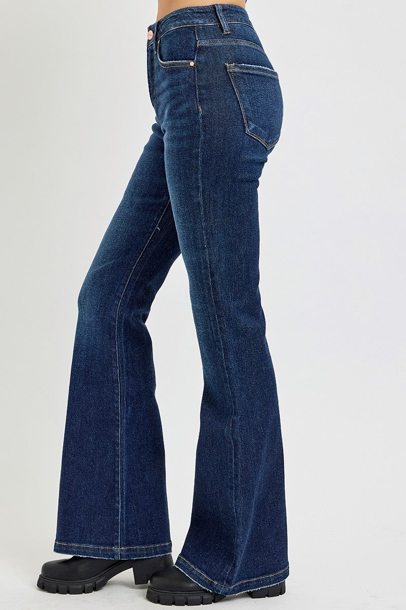 RISEN Full Size High Rise Flare Jeans with Pockets Southern Soul Collectives