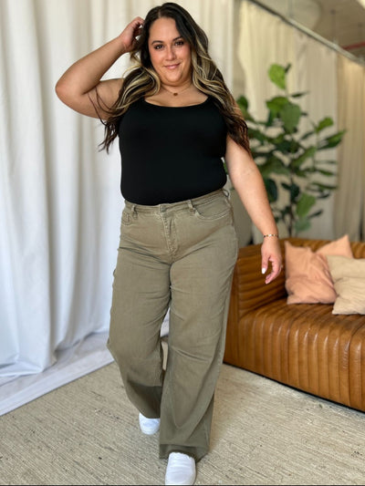 RFM Full Size High Rise Garment Dye Wide Leg  Jeans Southern Soul Collectives