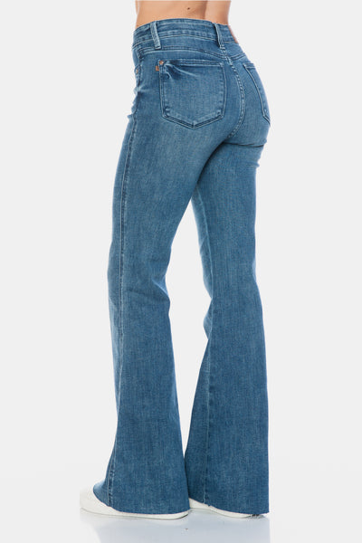 Judy Blue Full Size Tummy Control Cut Hem Flare Jeans Southern Soul Collectives