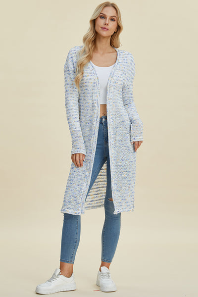 Double Take Full Size Open Front Longline Cardigan Southern Soul Collectives