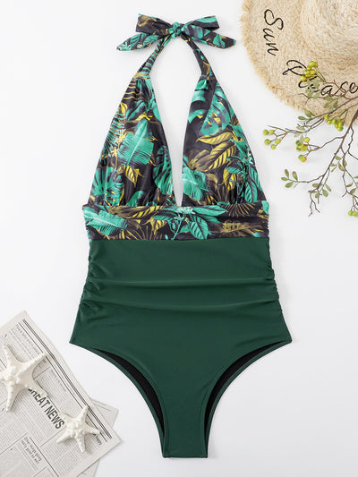Halter Neck One-Piece Swimwear in Multiple Prints Southern Soul Collectives