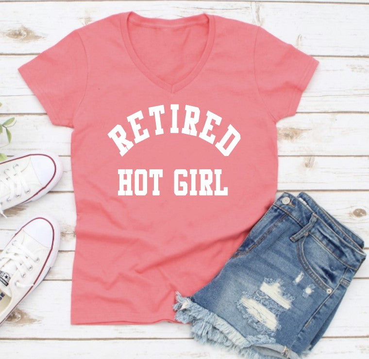Retired Hot Girl V-neck Graphic Tee Graphic Tee Southern Soul Collectives 