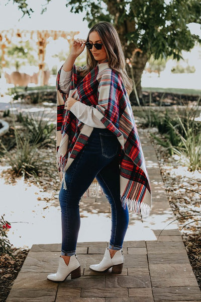 The Blair One Size Plaid Shawl Ponchos Southern Soul Collectives