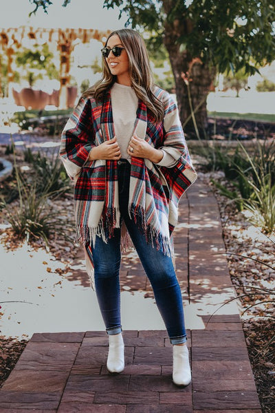 The Blair One Size Plaid Shawl Ponchos Southern Soul Collectives