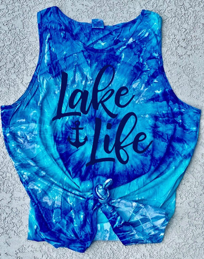 Lake Life Graphic Tie-Dye Tank Top - Southern Soul Collectives
