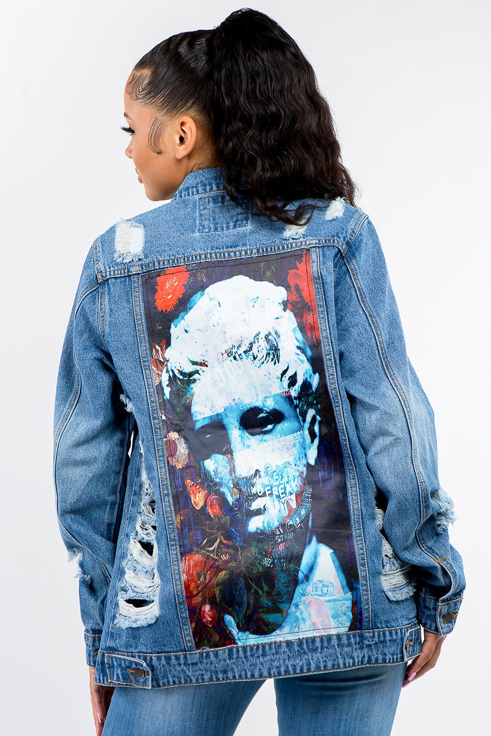 American Bazi Full Size Button Up Distressed Denim Jacket Southern Soul Collectives