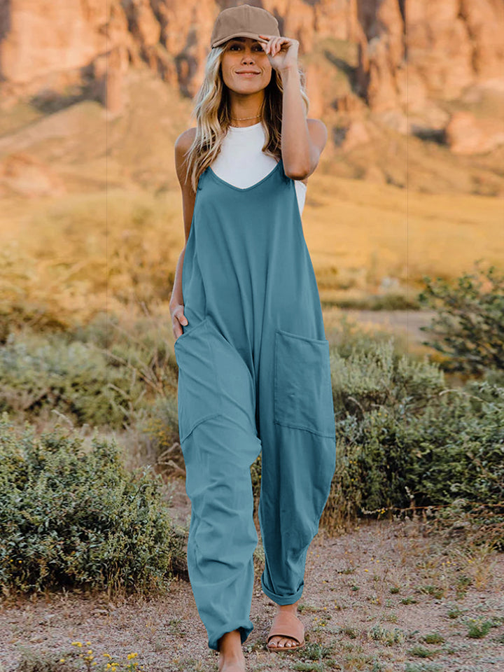 Slouchy & Sassy V-Neck Sleeveless Jumpsuit with Pockets in Multiple Colors  Southern Soul Collectives 