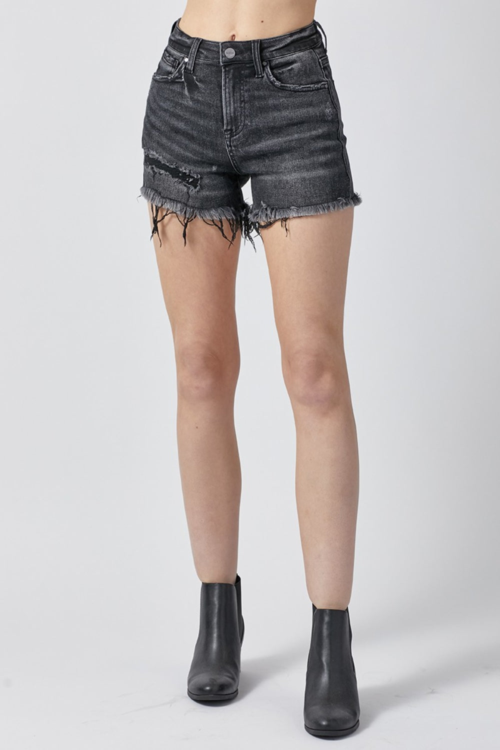 RISEN Raw Hem Denim Shorts with Pockets Southern Soul Collectives