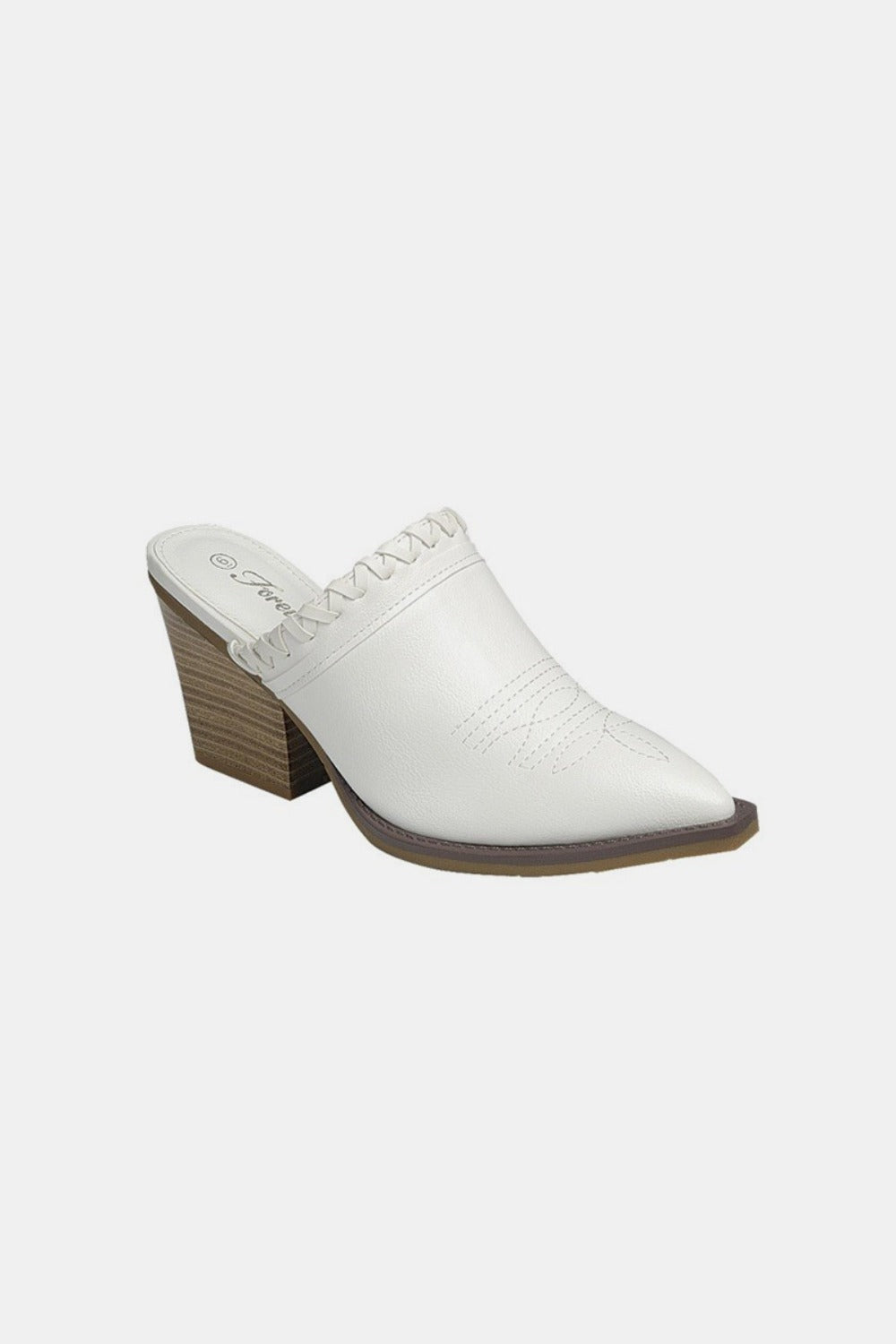 Forever Link Pointy Toe Slip On Chunky Mules in White Southern Soul Collectives