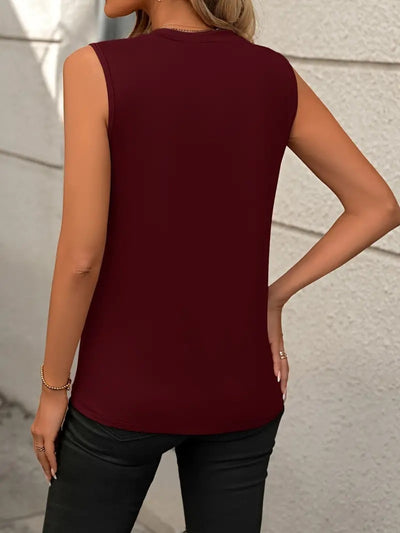 Round Neck Sleeveless Asymmetrical Detail Tank Top in Multiple Colors Southern Soul Collectives