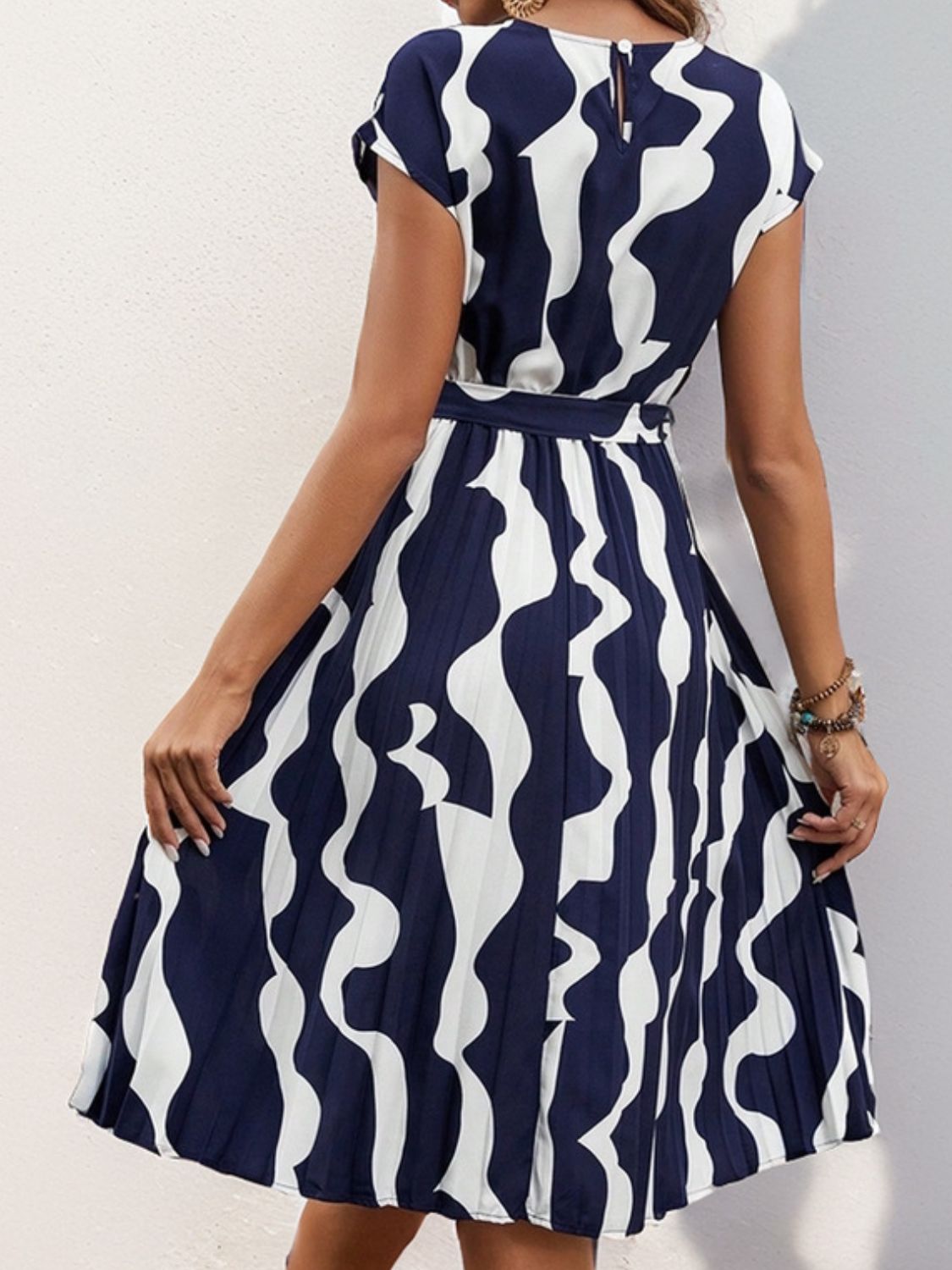 Perfectly Tied Pleated Cap Sleeve Dress in Multiple Prints Southern Soul Collectives