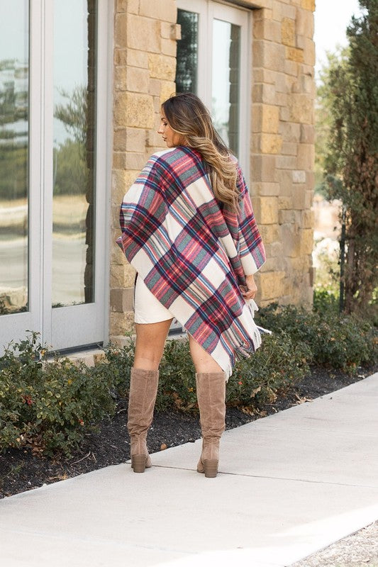 The Blair One Size Plaid Shawl Ponchos Southern Soul Collectives