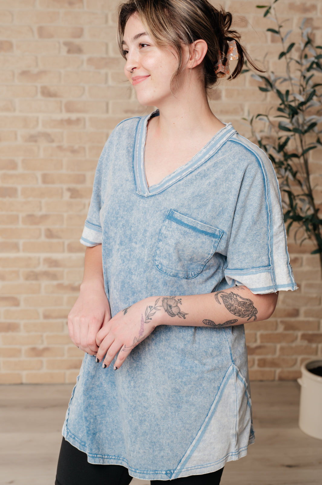 Earthy Chic Mineral Wash Mini Dress in Denim Southern Soul Collectives