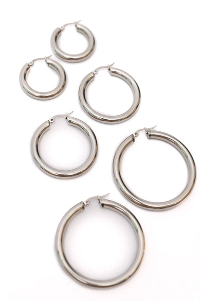 Day to Day Hoop Earrings Set in Silver Southern Soul Collectives