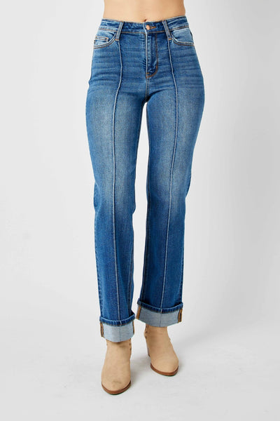 Judy Blue Full Size High Waist Front Seam Detail Straight Jeans Southern Soul Collectives