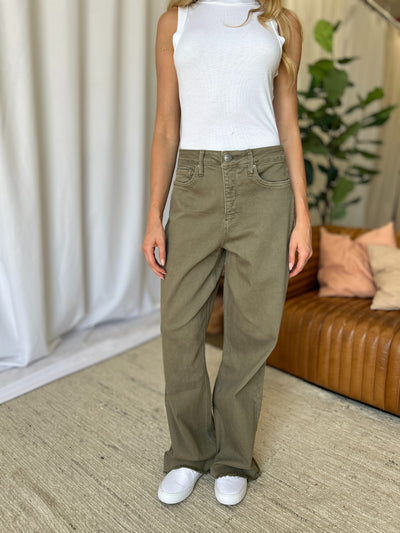 RFM Full Size High Rise Garment Dye Wide Leg  Jeans Southern Soul Collectives