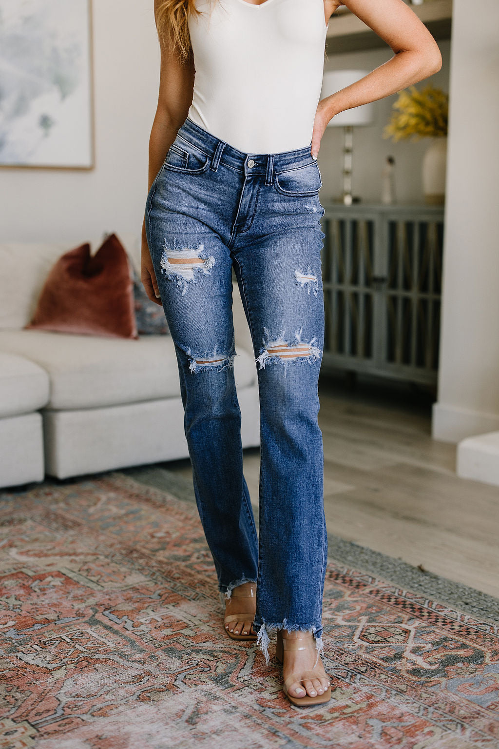 Judy Blue O'Hara Destroyed Straight Jeans Womens Southern Soul Collectives 