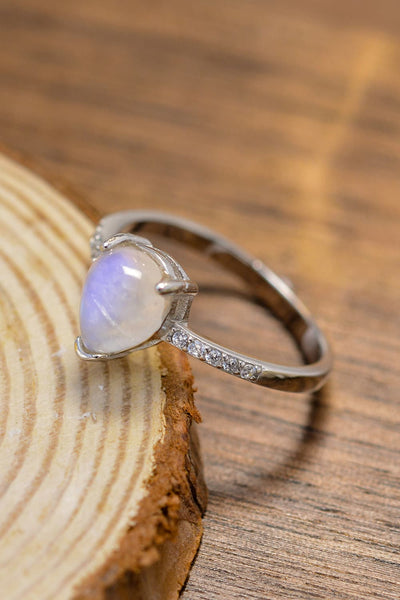 High Quality Natural Moonstone Teardrop Side Stone Ring Southern Soul Collectives