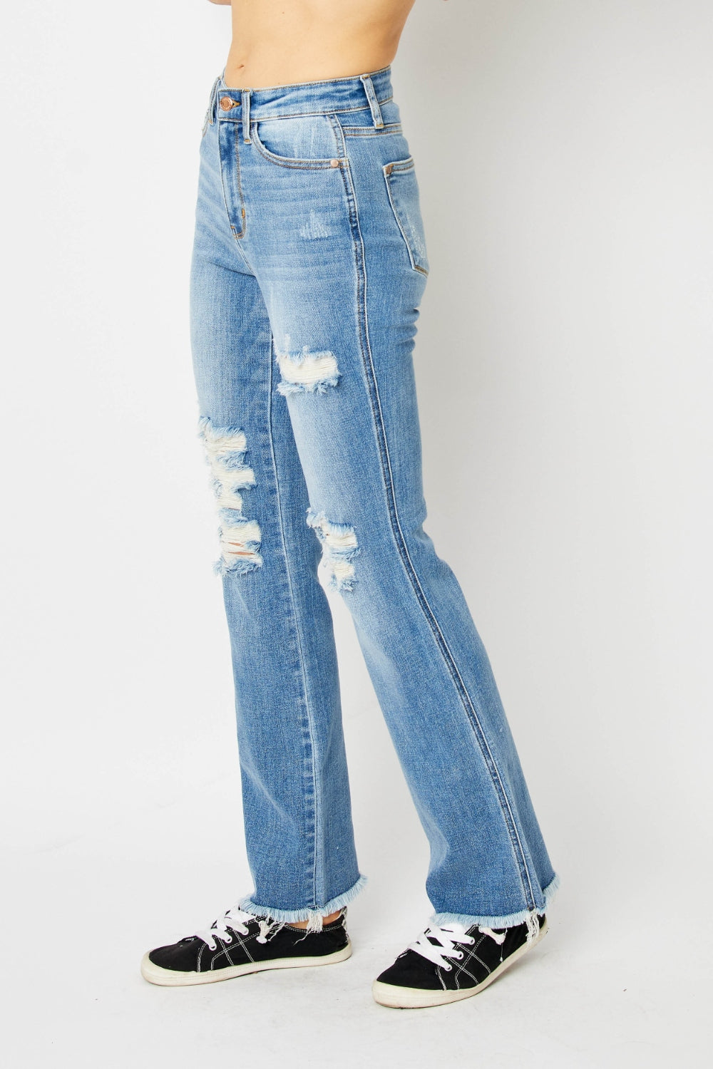 Judy Blue Distressed Raw Hem Bootcut Jeans Southern Soul Collectives