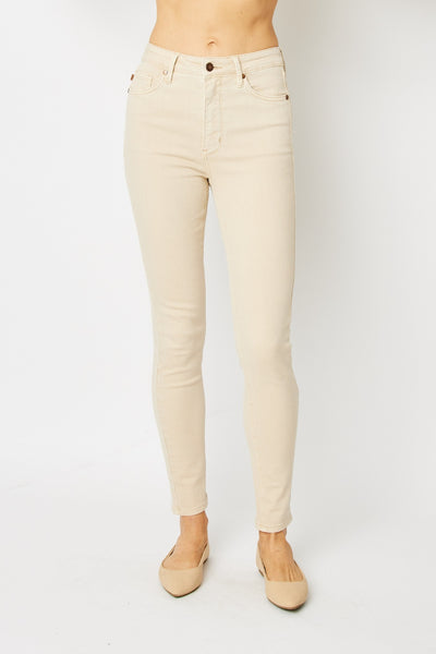 Judy Blue Garment Dyed Tummy Control Skinny Jeans in Bone Southern Soul Collectives