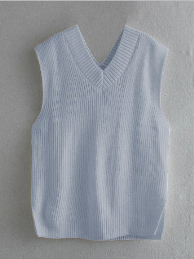 Ribbed V-Neck Sleeveless Sweater Vest Southern Soul Collectives