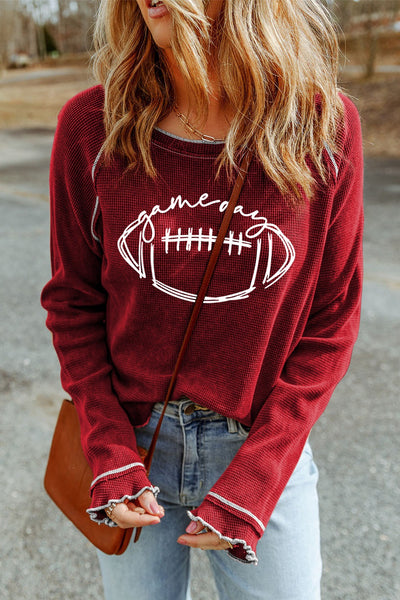 Football Round Neck Long Sleeve Sweatshirt Southern Soul Collectives