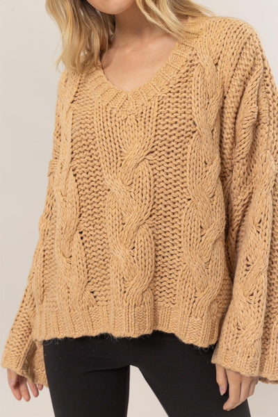 HYFVE Cable Knit V-Neck Sweater Southern Soul Collectives