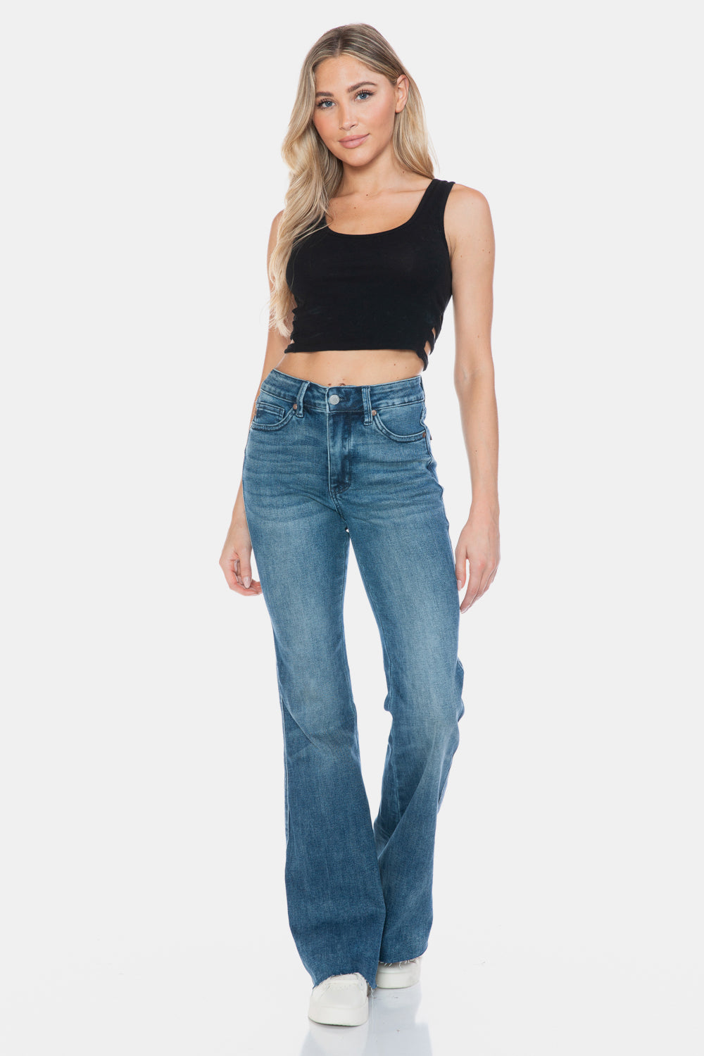 Judy Blue Full Size Tummy Control Cut Hem Flare Jeans Southern Soul Collectives