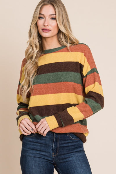 Multi-Color Striped Knit Top Southern Soul Collectives