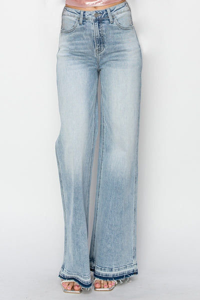 Risen Full Size High Rise Wide Leg Jeans Southern Soul Collectives