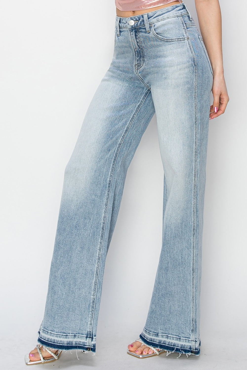 Risen Full Size High Rise Wide Leg Jeans Southern Soul Collectives