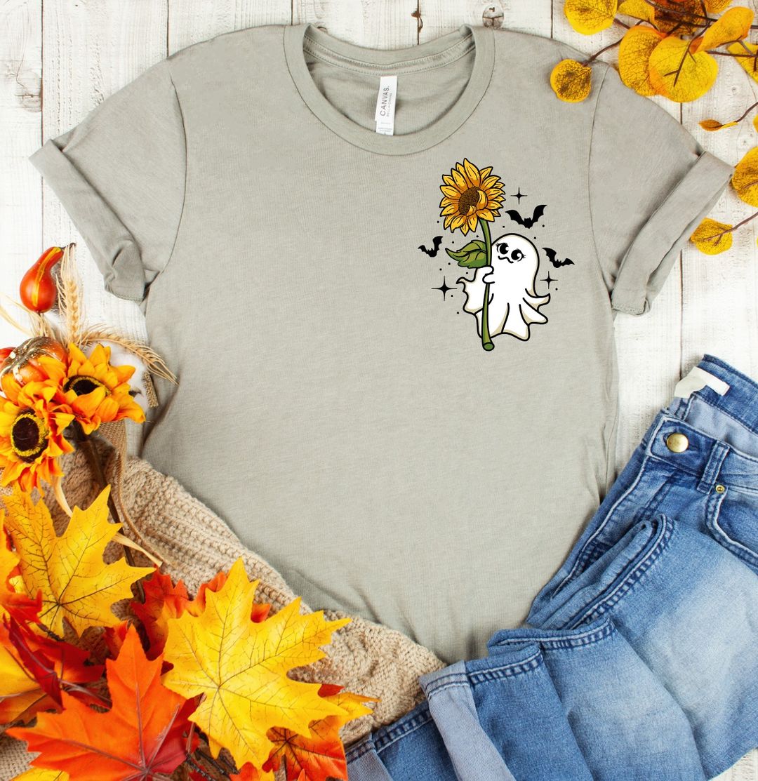 Ghost W/sunflower Graphic-T-shirt Graphic Tee Southern Soul Collectives 