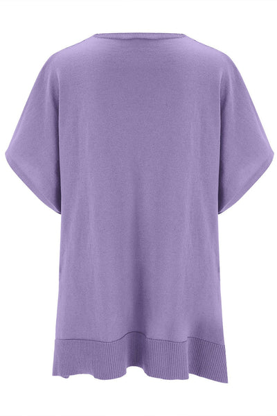 Slit V-Neck Half Sleeve Knit Top Southern Soul Collectives