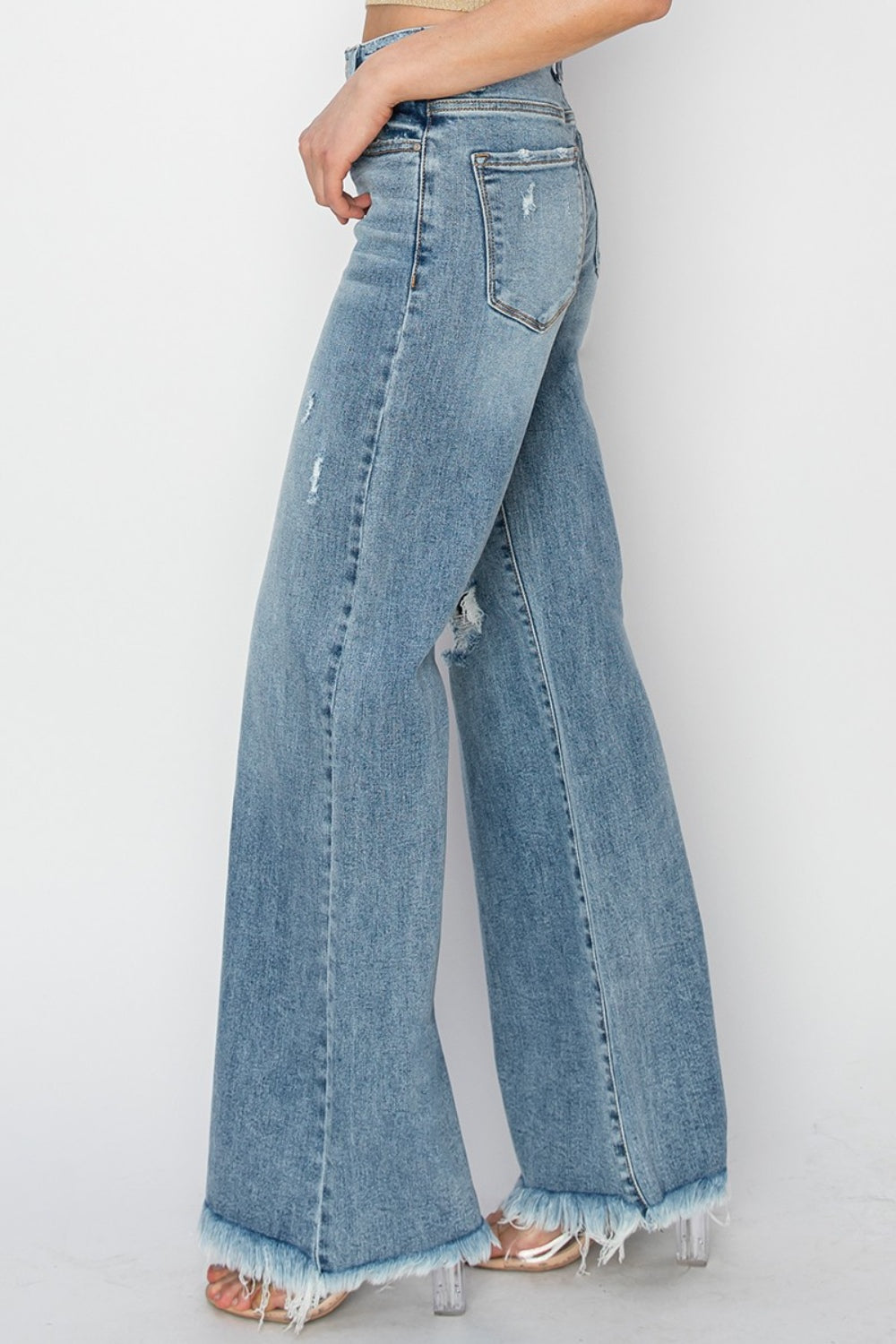 RISEN Mid Rise Button Fly Wide Leg Jeans Southern Soul Collectives