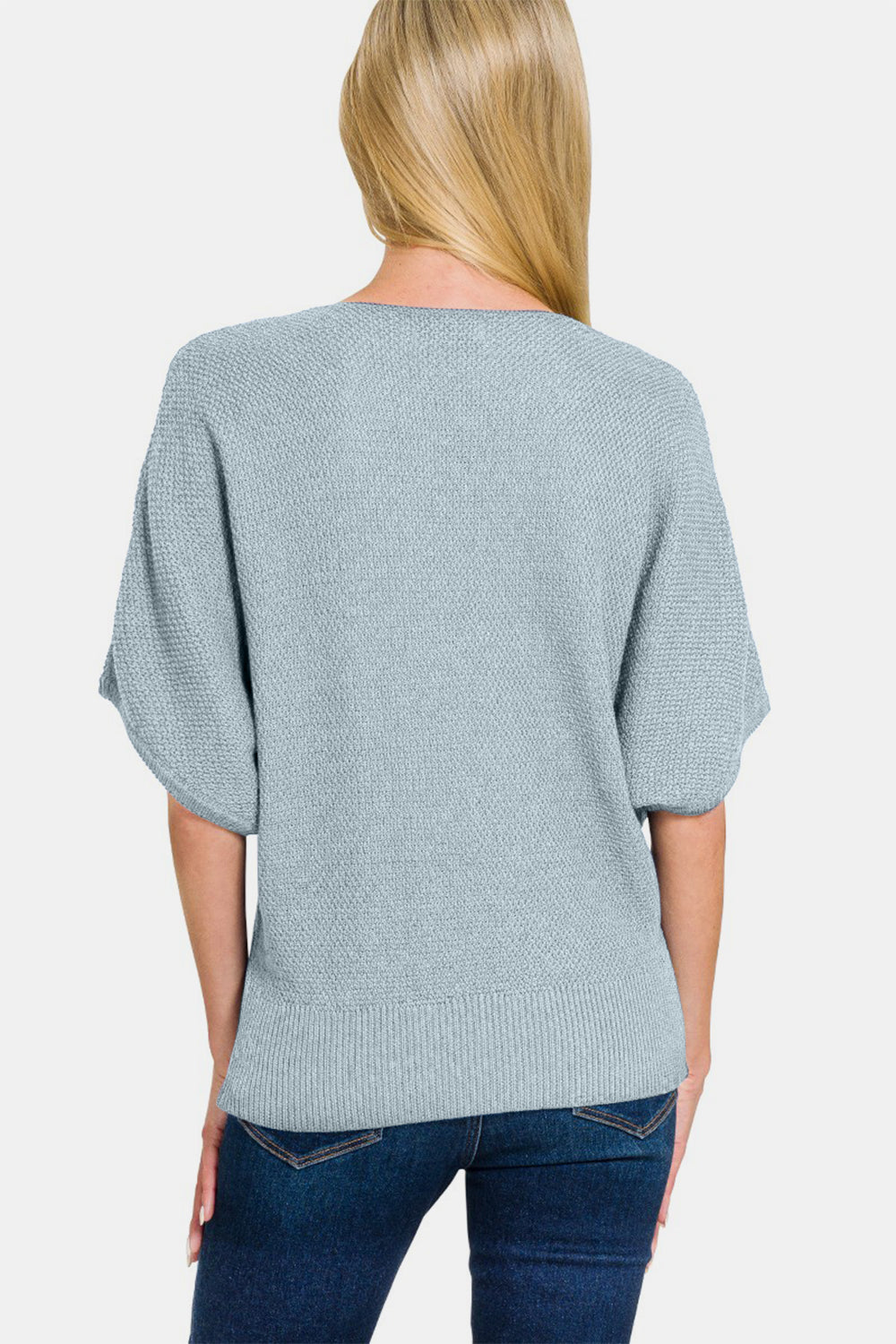 Zenana V-Neck Short Sleeve Dolman Sweater Southern Soul Collectives