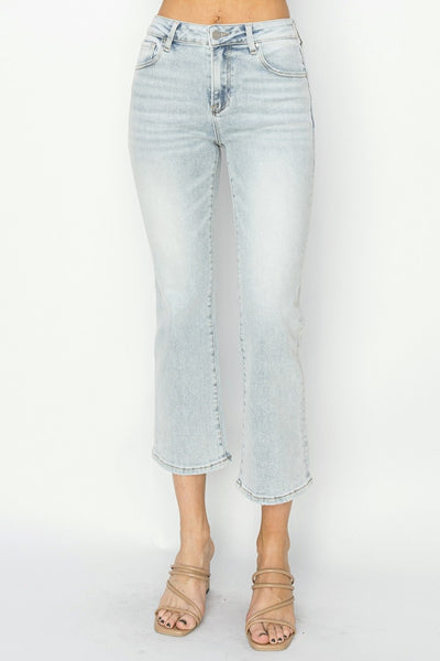 RISEN Mid Rise Cropped Flare Jeans Southern Soul Collectives