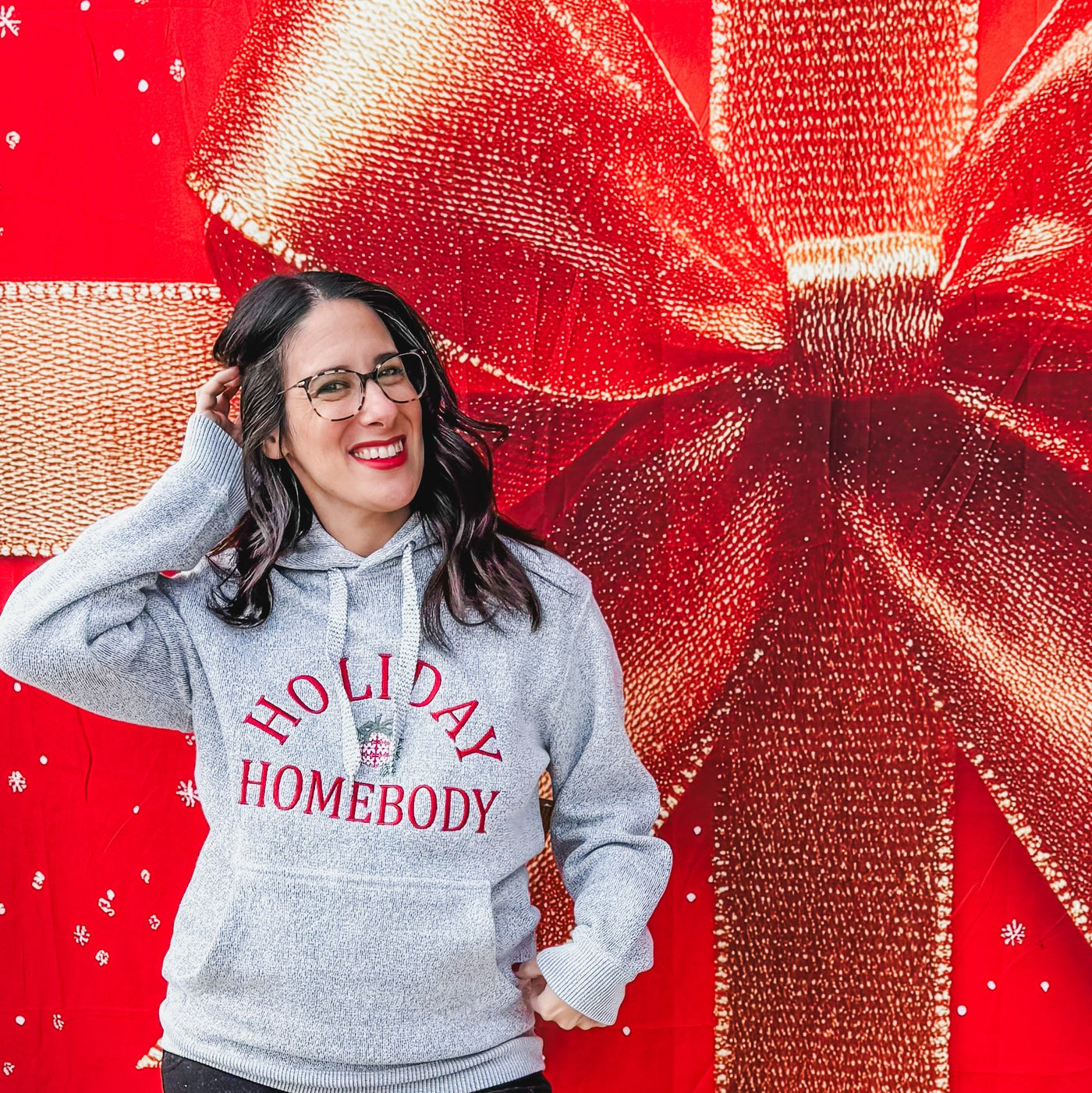 Holiday homebody embroidered knit hoodie Southern Soul Collectives