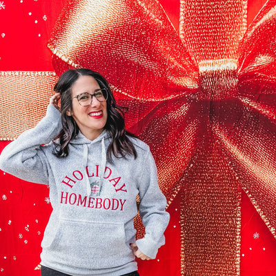 Holiday homebody embroidered knit hoodie Southern Soul Collectives