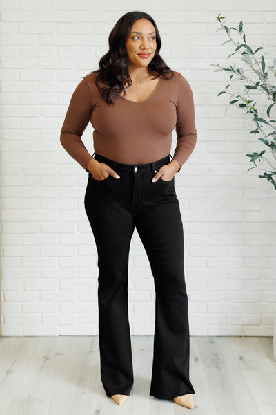 Etta High Rise Control Top Flare Jeans in Black Southern Soul Collectives